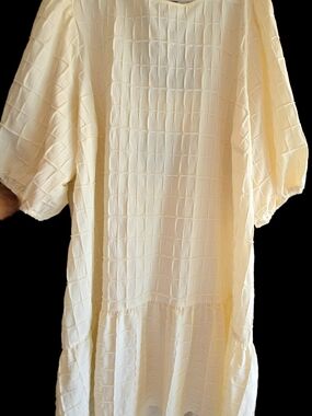 Eloquii Cream Textured Tiered Midi Dress
